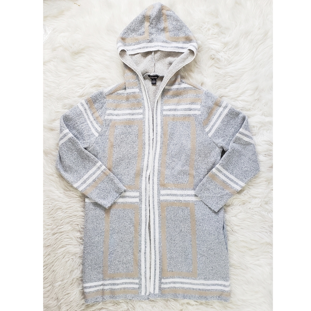 NEW Love By Design Gray Striped Hooded Cardigan